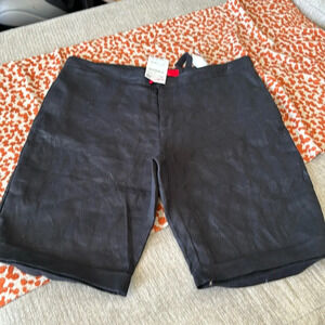 Zara Man Basic Chino Bermuda Shorts Flat Front Mid Rise Button Fly Black NWT